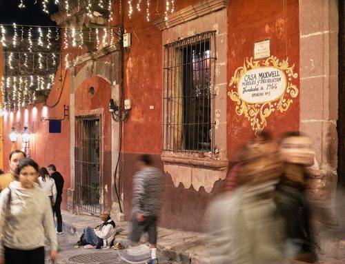 Street Scene With Begger, Night, San Miguel de Allende, 2019