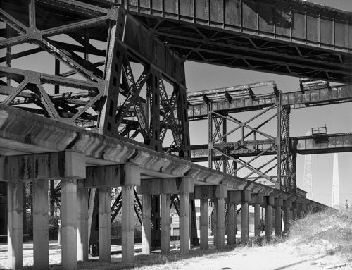Railroad Line, MacArthur Bridge, and the Arch, Winter, Chouteau’s Landing, 2019
