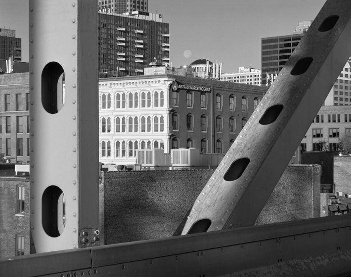Moonset, Laclede’s Landing From the Martin Luther King Bridge #2, 2019