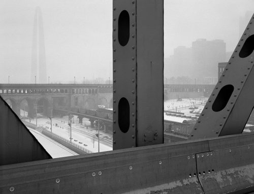 Arch, Laclede’s Landing, Freight Train, Blizzard From the Martin Luther King Bridge, 2019