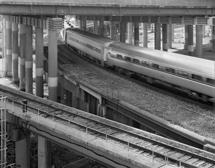 Amtrack Train, Approaches to the Poplar Street Bridge, 2020
