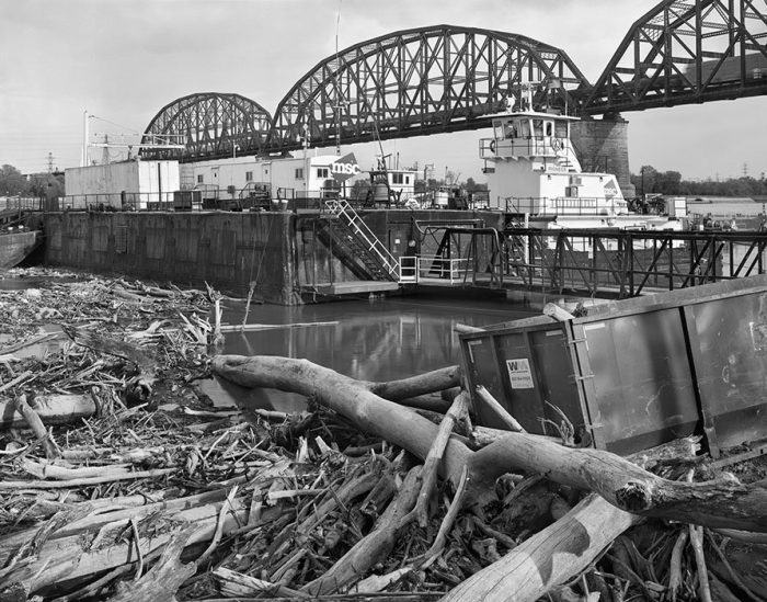 Barges, Driftwood, MacArthur Bridge, Chouteau's Landing, 2021