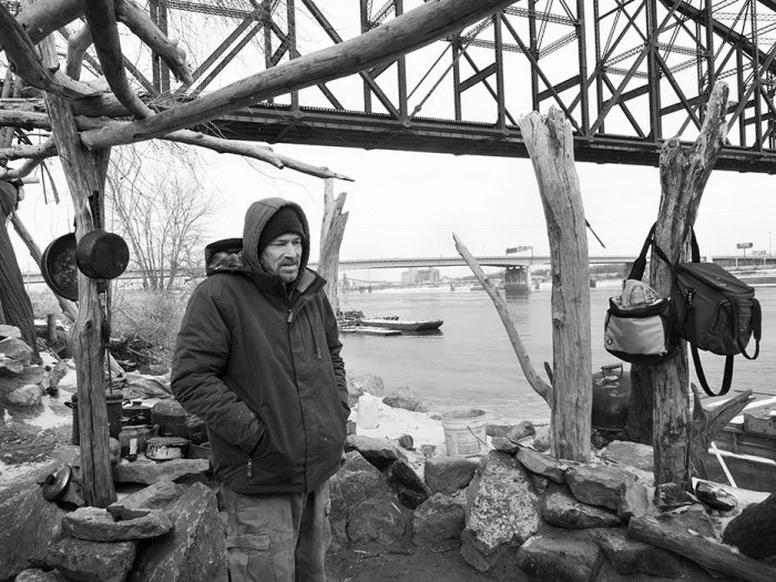 Nathan Grus, Homeless Shelter, Chouteau's Landing 4, 2021