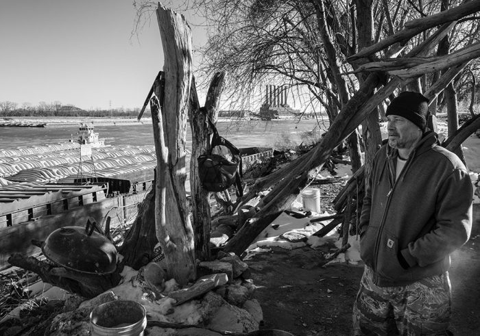Nathan Grus, Homeless Shelter, Chouteau's Landing 7, 2021