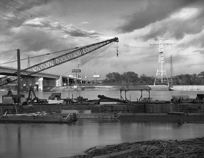 Barges, Poplar Street Bridge, Late Afternoon, Chouteau's Landing, 2021