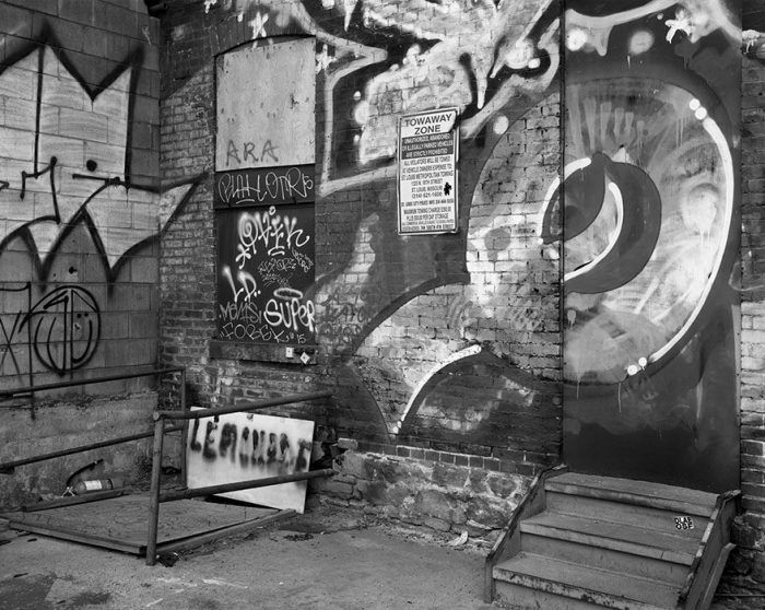 Graffiti and Sign, Chouteau's Landing, 2018