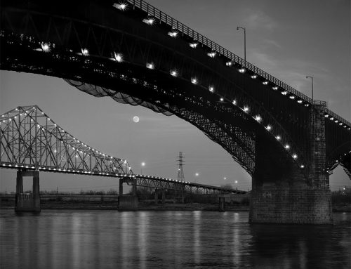 Moonrise, Eads and Martin Luther King Bridges, 1986