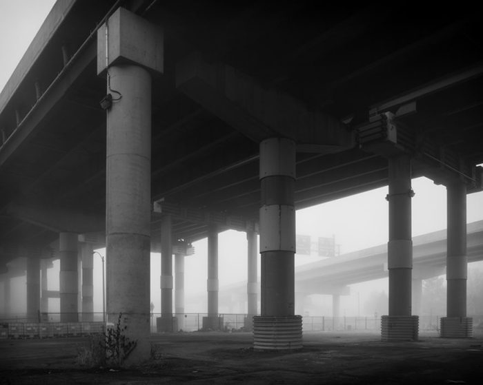 Approaches to the Poplar Street Bridge 2, Fog, Winter, 2022