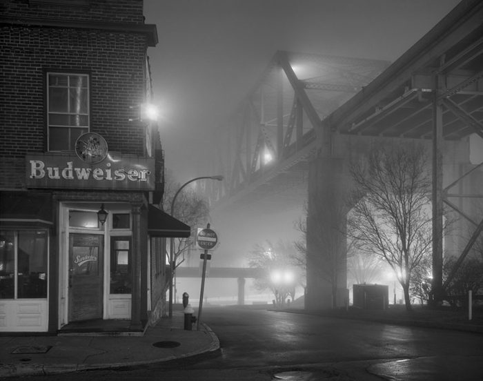 Laclede's Landing, Martin Luther King Bridge, and Fog, 2019