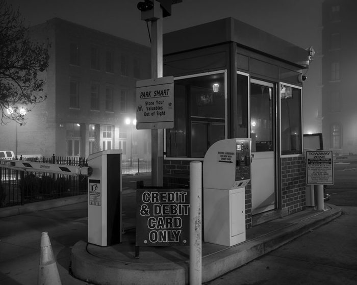 Parking Booth, Fog, Dawn, Laclede's Landing, 2022