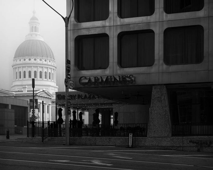 The Zinc Building and the Old Courthouse, Fog, 2023
