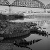 MacArthur and Poplar Street Bridges, Barges, Chouteau's Landing, 2024