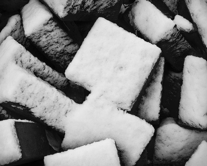 Railroad Tie Ends, Beneath the MacArthur Bridge, Fresh Snow, 2023