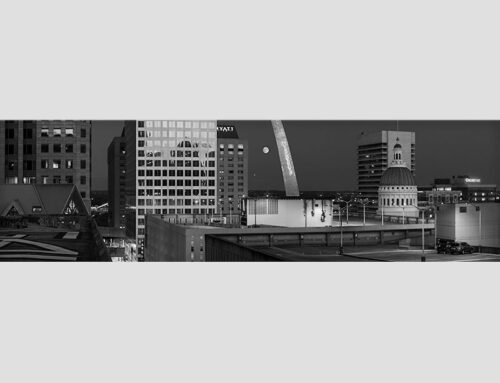 Moonrise, the Old Courthouse, and the Arch, 2024