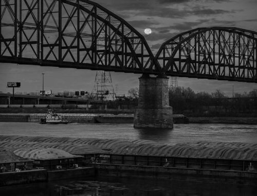 Moonrise, MacArthur Bridge, Mississippi River, Chouteau’s Landing, 2024