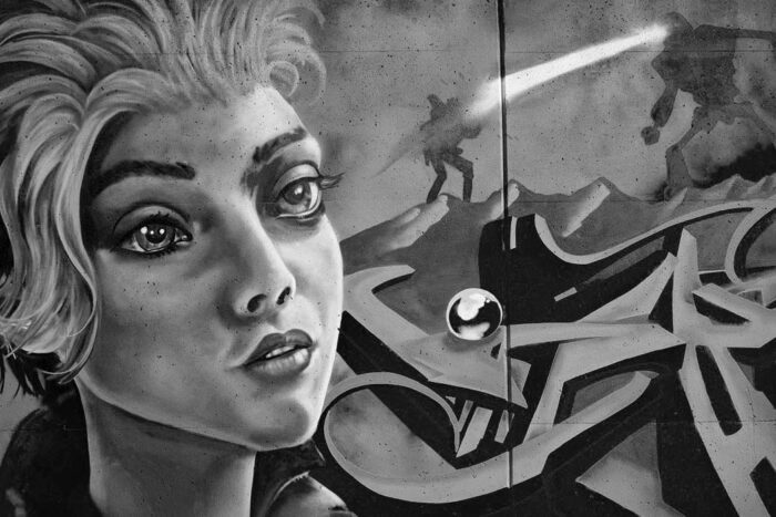 Graffiti Wall, Detail, Chouteau's Landing, 2023