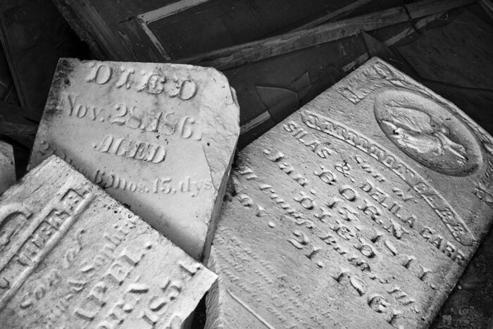 Grave Stones in Shed, Near Columbia, Illinois, 2024