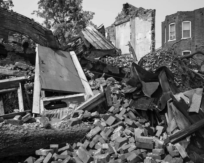 Demolished House, Uprooted Tree, North St. Louis, 2025